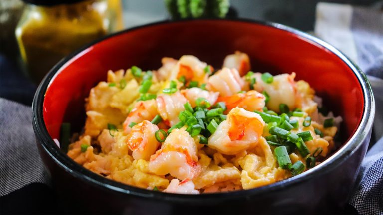 Shrimp omelat rice bowl